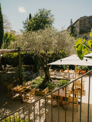 Terrace set up for a private event at a Beaumier hotel