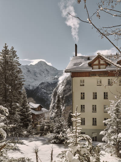 Grand Hotel Belvedere en hiver, un hôtel Beaumier à Wengen dans les Alpes suisses