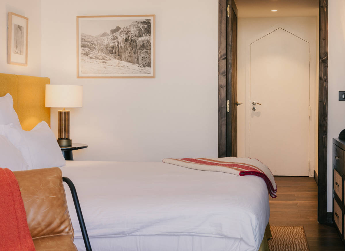 Détails de la décoration intérieure de la chambre à Val Thorens.